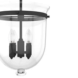 Hunter Belltown 4-Light Natural Iron Transitional Clear Glass Urn LED Medium Hanging Pendant Light