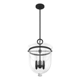 Hunter Belltown 4-Light Natural Iron Transitional Clear Glass Urn LED Medium Hanging Pendant Light