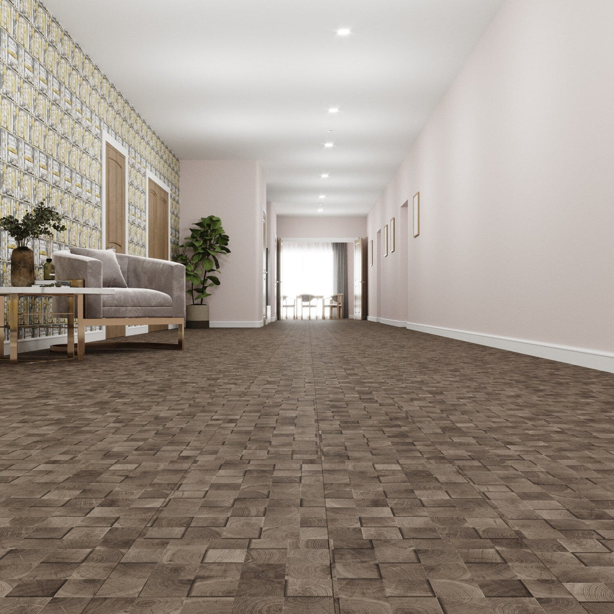 Lucida USA Oak Block Brown Patterned Look 28-mil x 12-in W x 24-in L Waterproof Glue Down Luxury Vinyl Tile Flooring (36-sq ft/ Carton)
