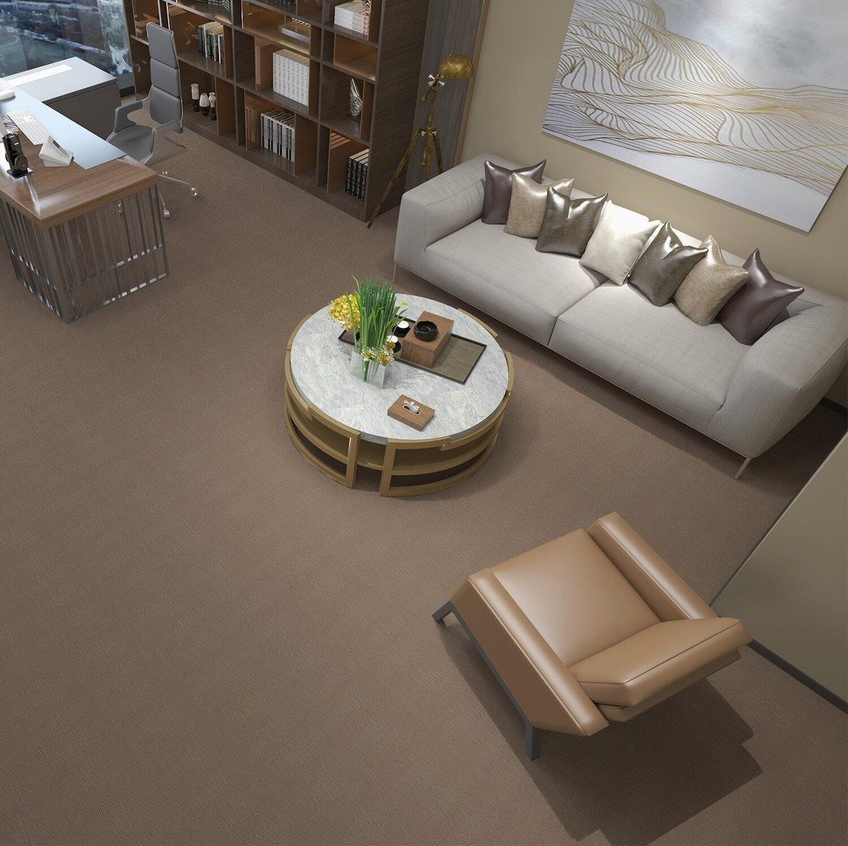 Lucida USA Copper Knit Copper Patterned Look 28-mil x 12-in W x 24-in L Waterproof Glue Down Luxury Vinyl Tile Flooring (36-sq ft/ Carton)