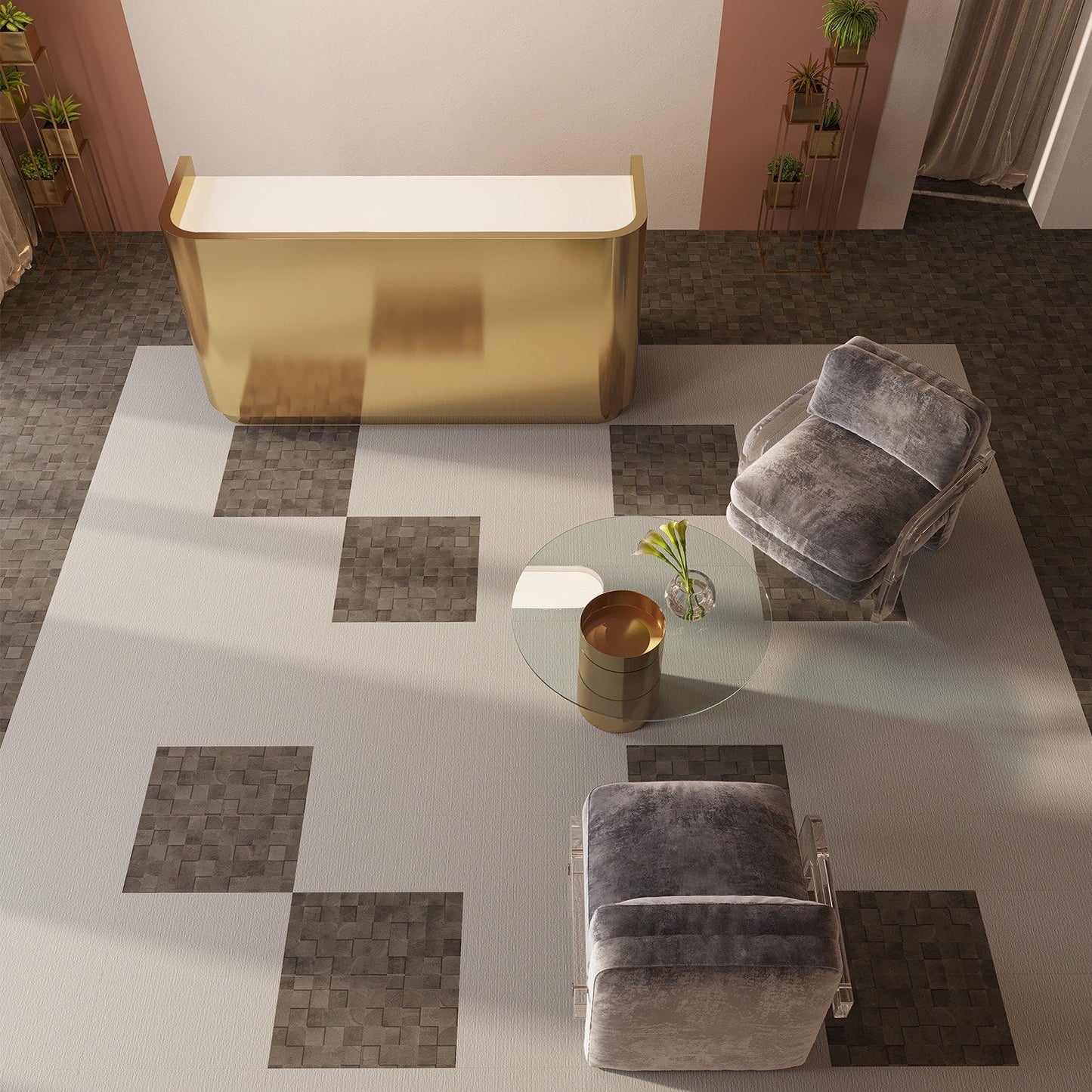 Lucida USA FabCore Faded Block 12-in x 24-in Waterproof Luxury Vinyl Tile Flooring, Glue-Down, 36-sq ft Carton