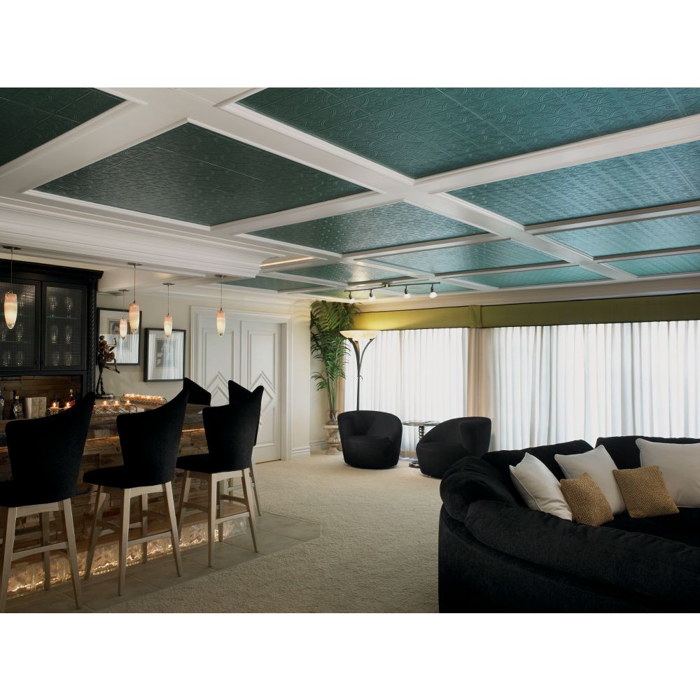 Armstrong Ceilings TinLook Circles 12-in x 12-in Surface-Mount Acoustic Ceiling Tiles, White, 40-Pack