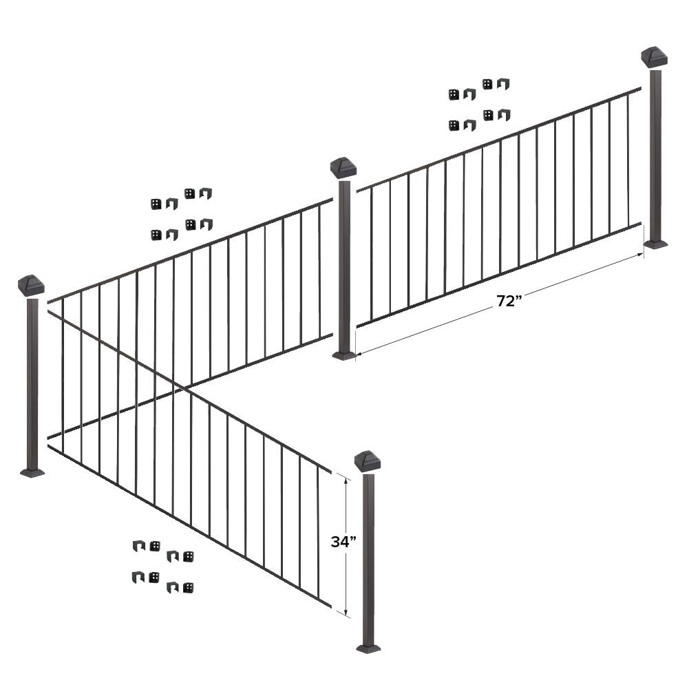 Fortress Building Products 18-ft x 34-in Black Sand Steel Deck Rail Kit