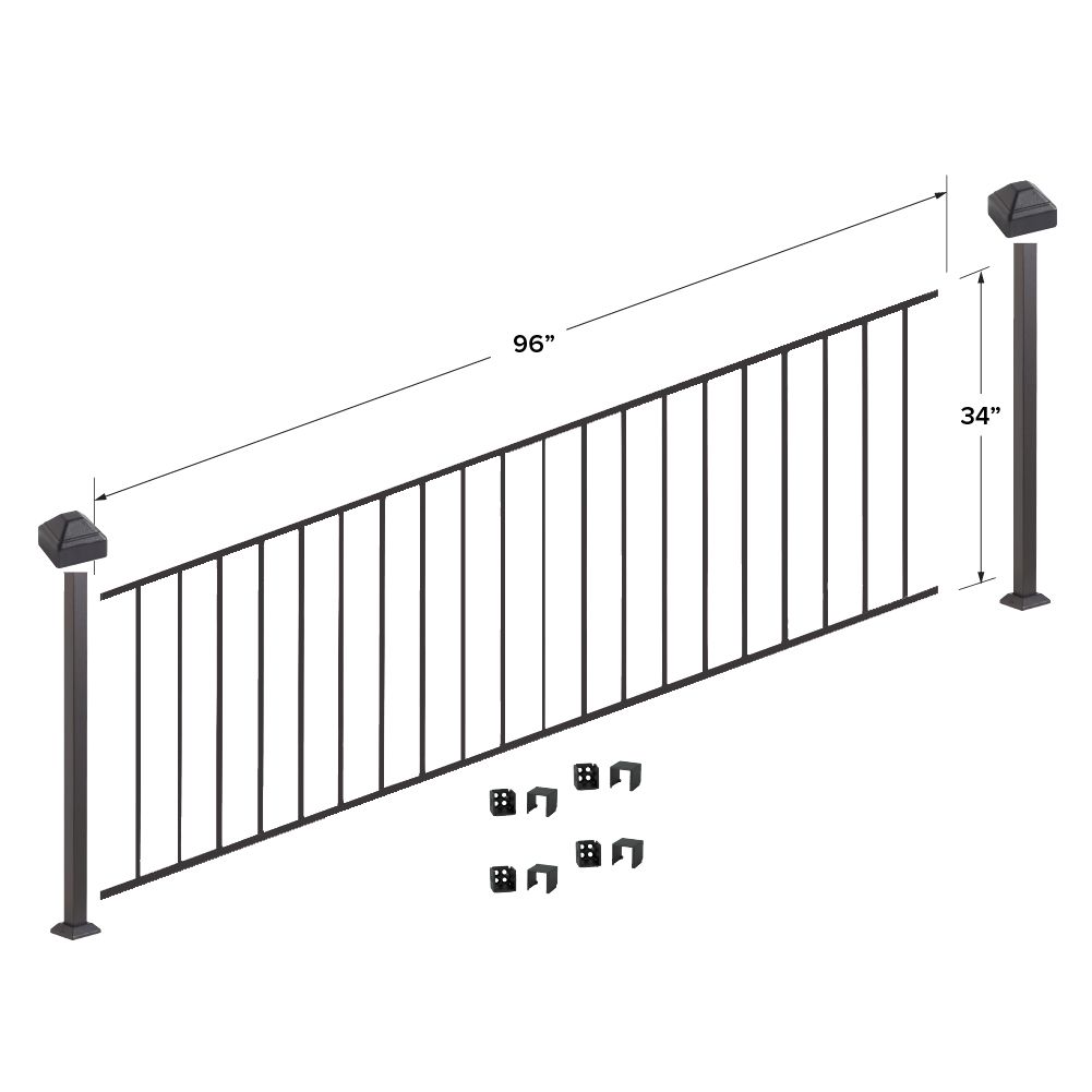 Fortress Building Products 8-ft x 34-in Black Sand Steel Deck Rail Kit