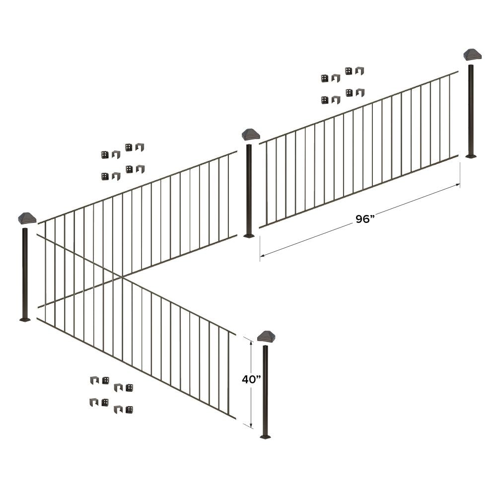 Fortress Building Products 24-ft x 40-in Antique Bronze Steel Deck Rail Kit