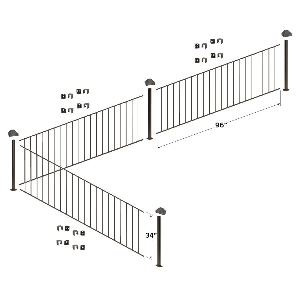 Fortress Building Products 24-ft x 34-in Antique Bronze Steel Deck Rail Kit