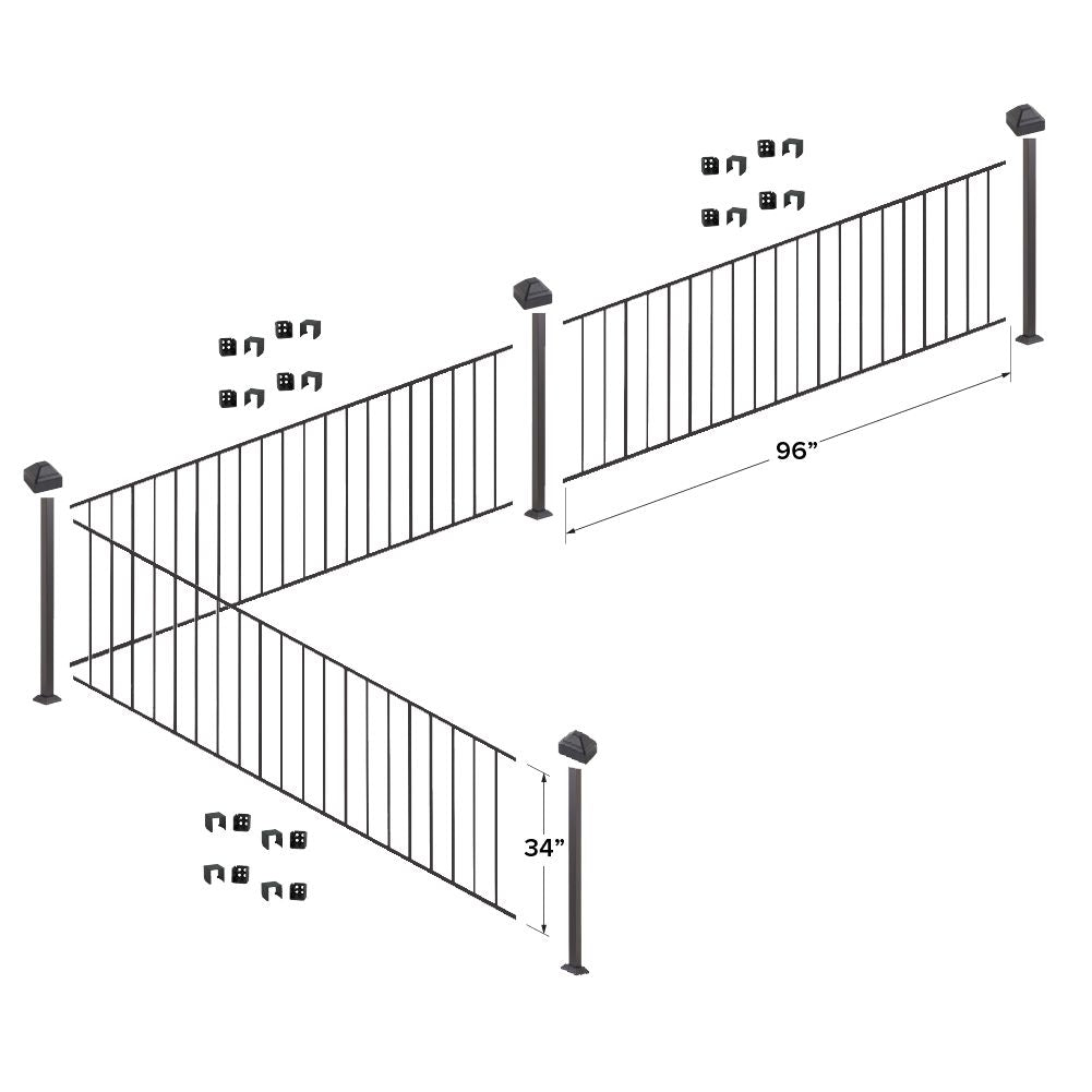 Fortress Building Products 24-ft x 34-in Black Sand Steel Deck Rail Kit