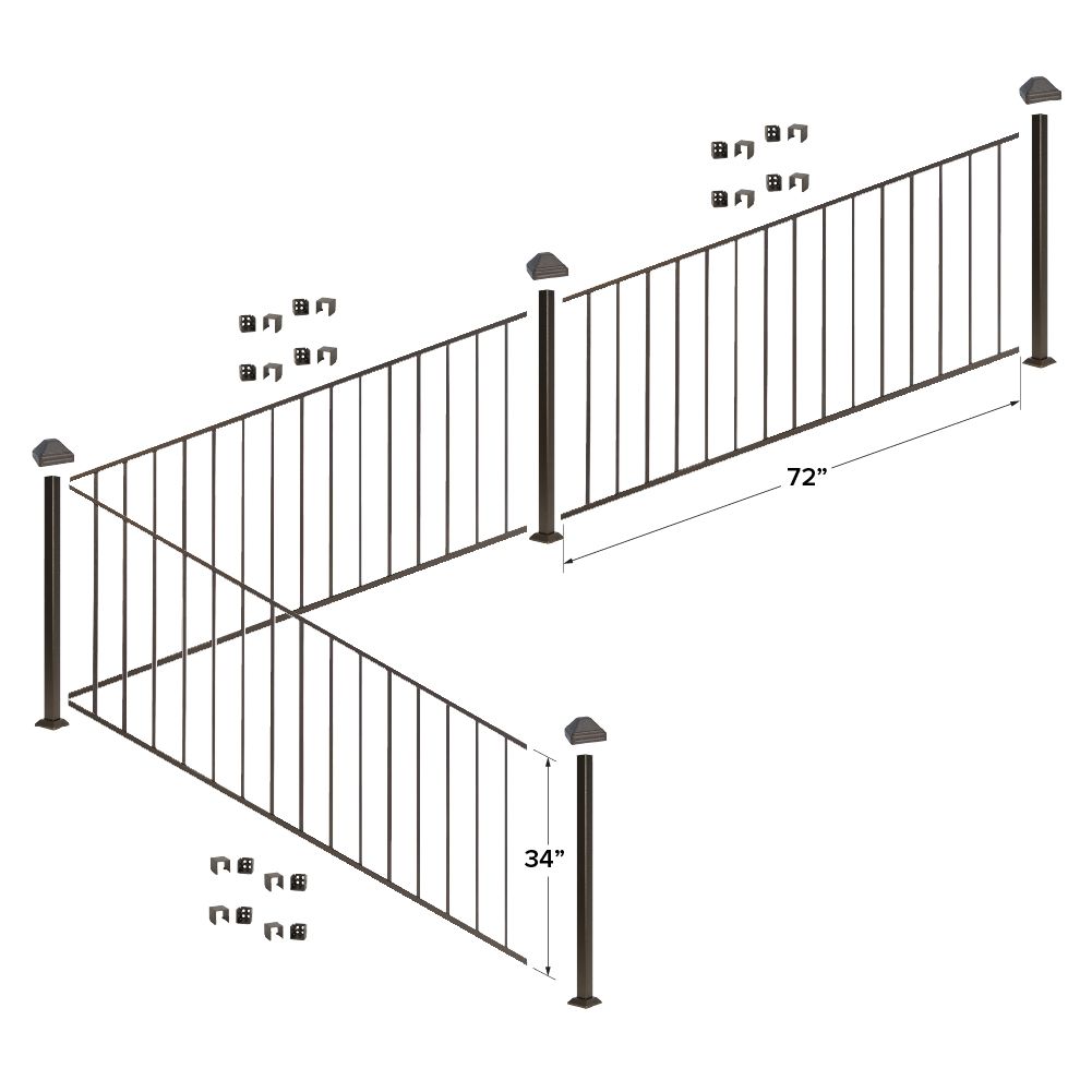 Fortress Building Products 18-ft x 34-in Antique Bronze Steel Deck Rail Kit