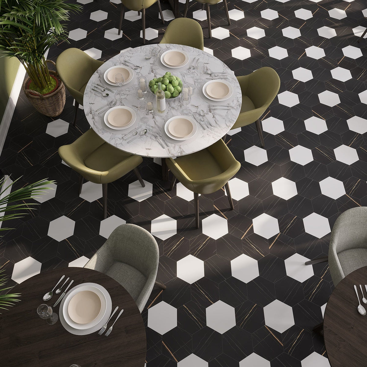 Lucida USA MosaiCore Noir 9-in x 9-in Waterproof Stone-Look Luxury Vinyl Tile Flooring, 28-mil Wear Layer (12.25-sq ft Carton)