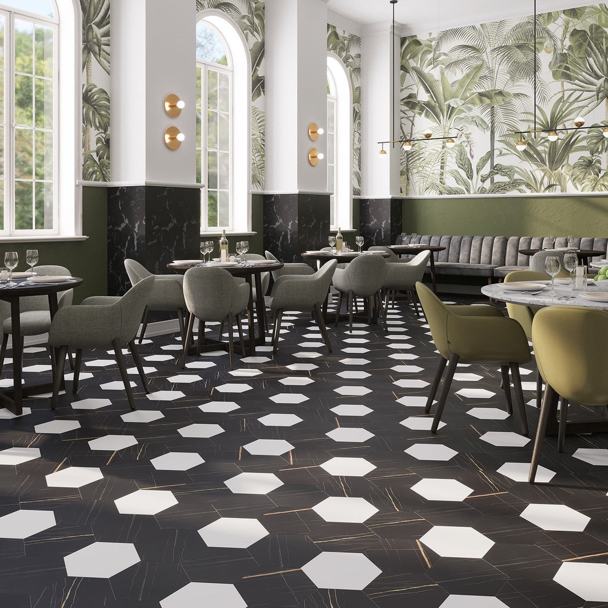 Lucida USA MosaiCore Noir 9-in x 9-in Waterproof Stone-Look Luxury Vinyl Tile Flooring, 28-mil Wear Layer (12.25-sq ft Carton)