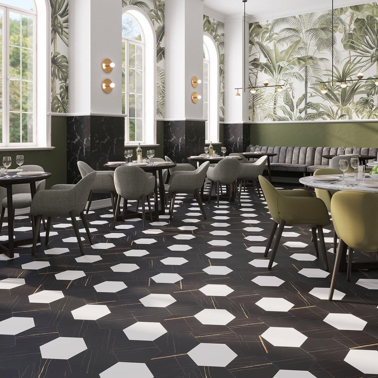 Lucida USA MosaiCore Noir 9-in x 9-in Waterproof Stone-Look Luxury Vinyl Tile Flooring, 28-mil Wear Layer (12.25-sq ft Carton)