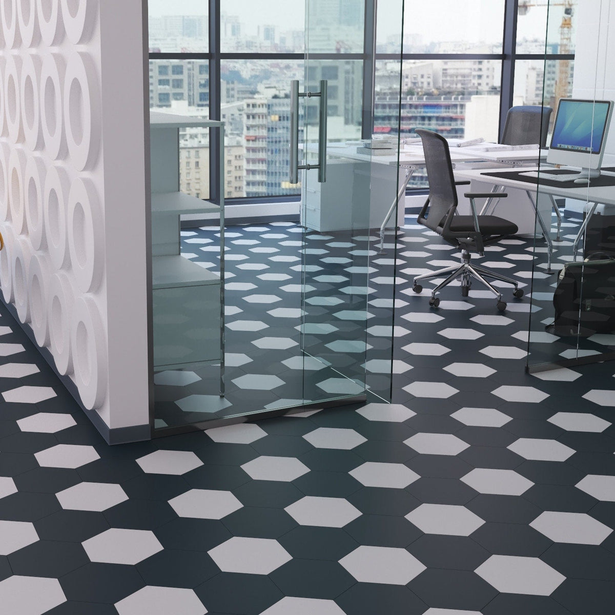 Lucida USA MosaiCore Midnight 9-in x 9-in Waterproof Luxury Vinyl Tile Flooring, Glue-Down, 28-mil Wear Layer (12.25-sq ft Carton)