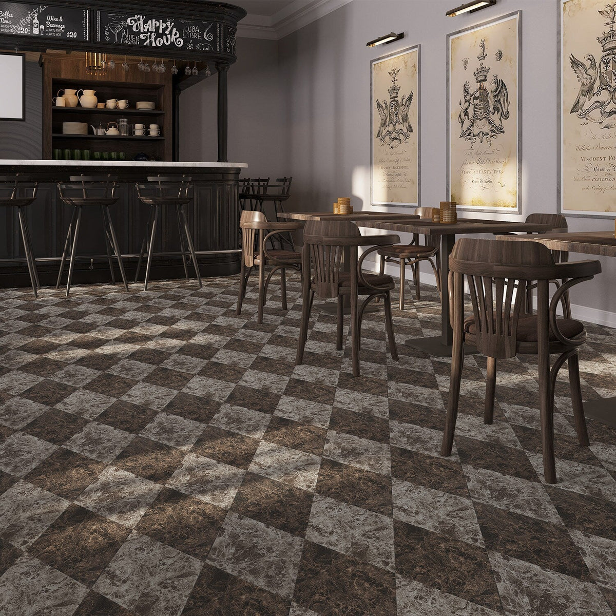 Lucida USA Smoke Stone Brown Stone Look 28-mil x 10-in W x 16-in L Waterproof Glue Down Luxury Vinyl Tile Flooring (15.15-sq ft/ Carton)