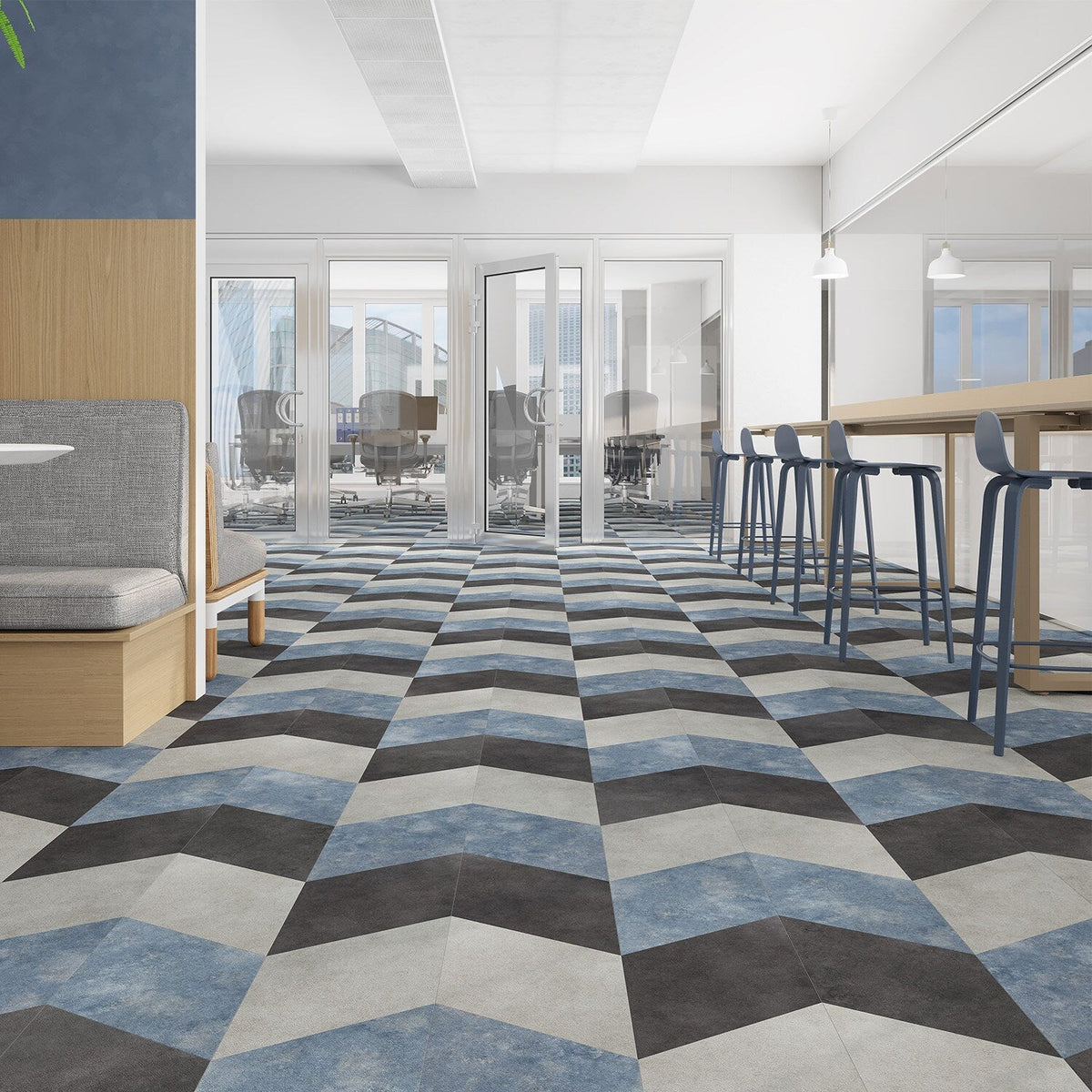 Lucida USA Moody Sky Blue Stone Look 28-mil x 10-in W x 16-in L Waterproof Glue Down Luxury Vinyl Tile Flooring (15.15-sq ft/ Carton)