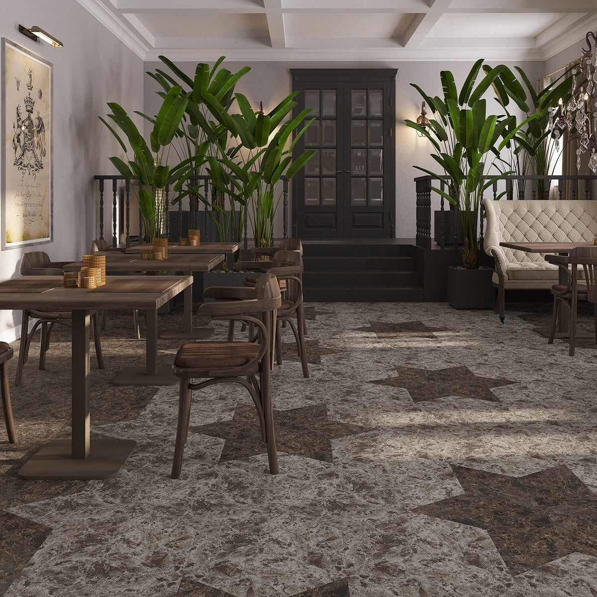 Lucida USA Smoke Stone Brown Stone Look 28-mil x 10-in W x 16-in L Waterproof Glue Down Luxury Vinyl Tile Flooring (15.15-sq ft/ Carton)