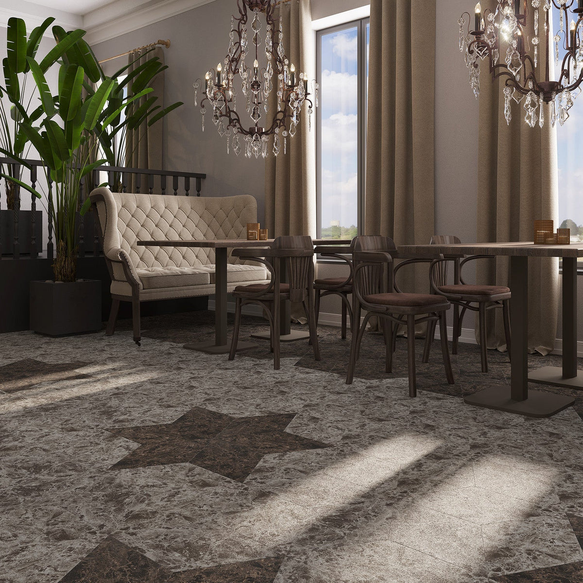 Lucida USA Smoke Stone Brown Stone Look 28-mil x 10-in W x 16-in L Waterproof Glue Down Luxury Vinyl Tile Flooring (15.15-sq ft/ Carton)