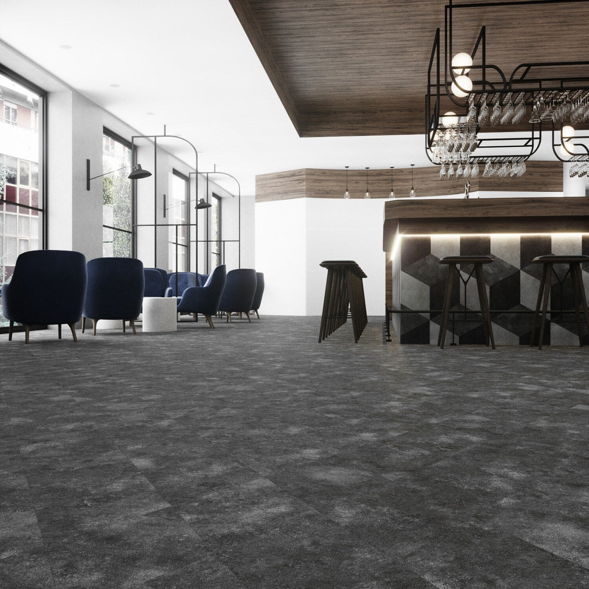 Lucida USA Mineral Gray Stone Look 28-mil x 10-in W x 16-in L Waterproof Glue Down Luxury Vinyl Tile Flooring (15.15-sq ft/ Carton)