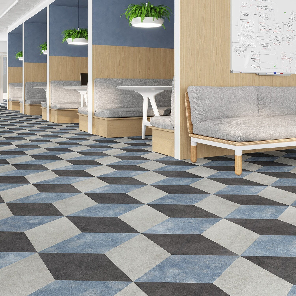 Lucida USA Moody Sky Blue Stone Look 28-mil x 10-in W x 16-in L Waterproof Glue Down Luxury Vinyl Tile Flooring (15.15-sq ft/ Carton)