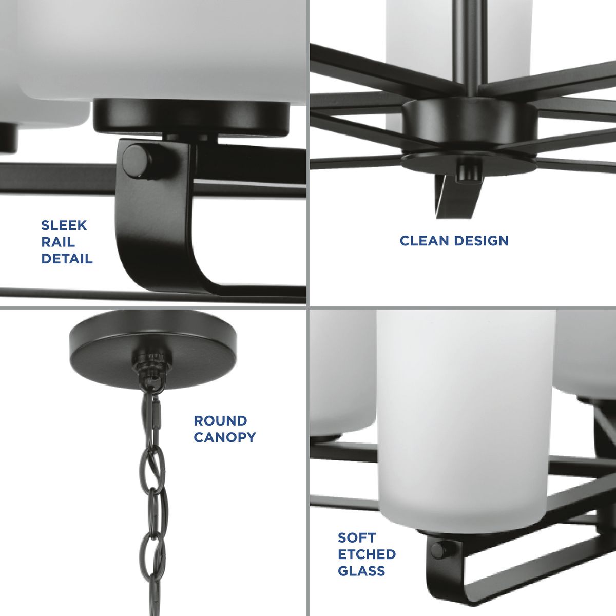 Progress Lighting League 5-Light Matte Black Farmhouse Chandelier