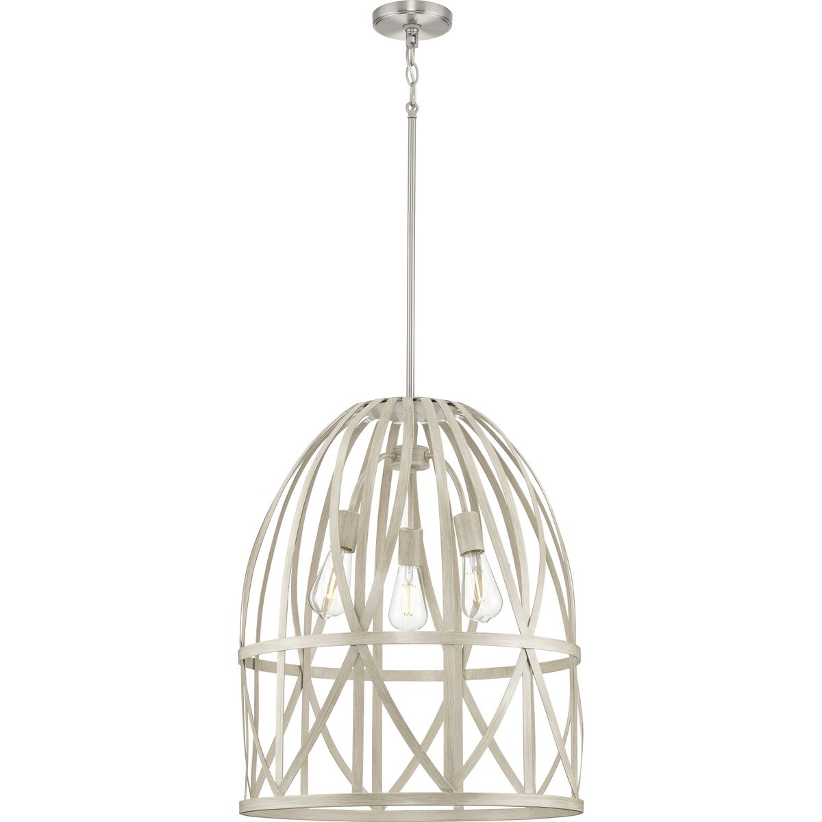Progress Lighting Chastain 3-Light Brushed Nickel Coastal Bell Medium Hanging Pendant Light
