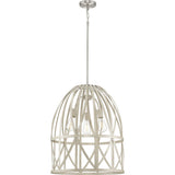 Progress Lighting Chastain 3-Light Brushed Nickel Coastal Bell Medium Hanging Pendant Light