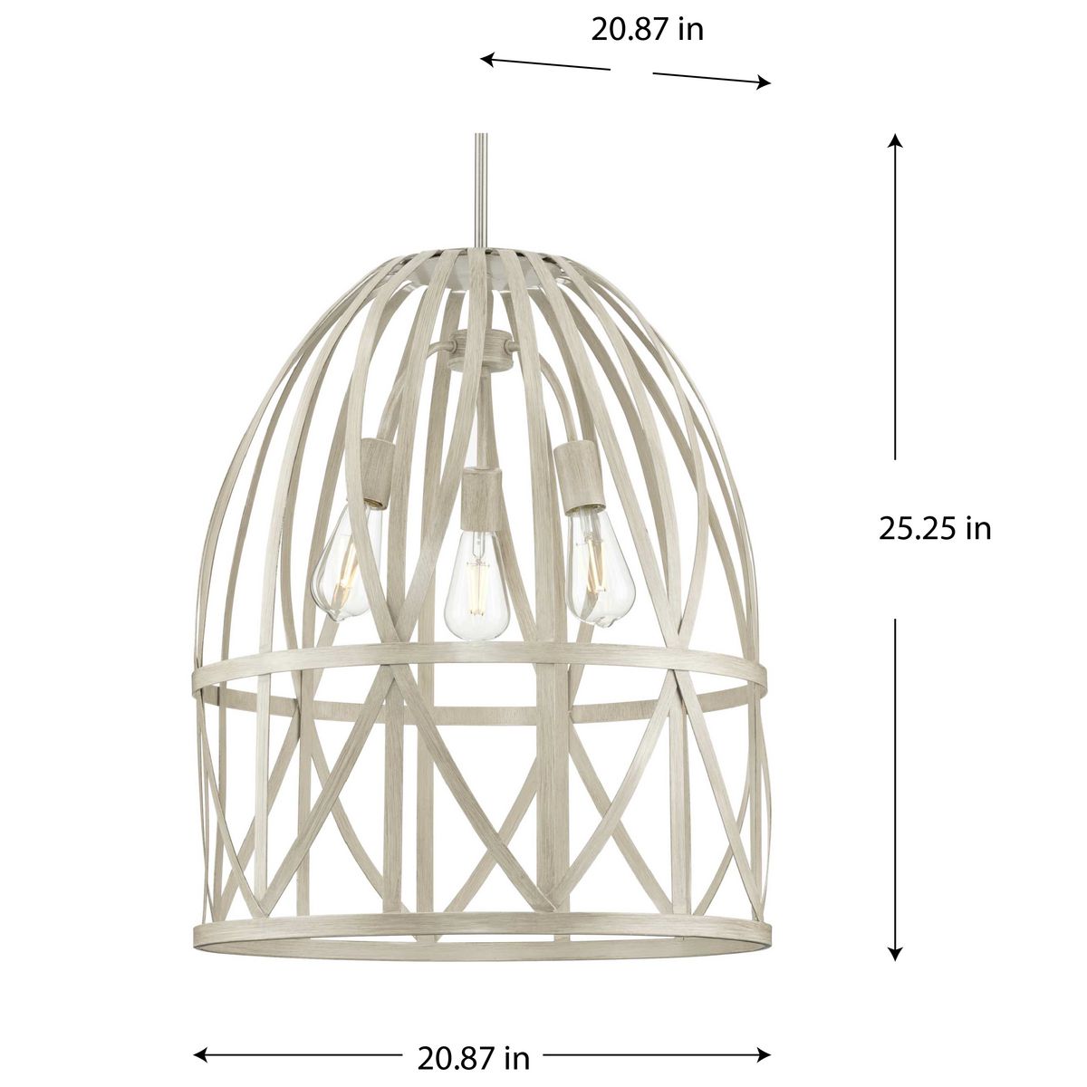Progress Lighting Chastain 3-Light Brushed Nickel Coastal Bell Medium Hanging Pendant Light