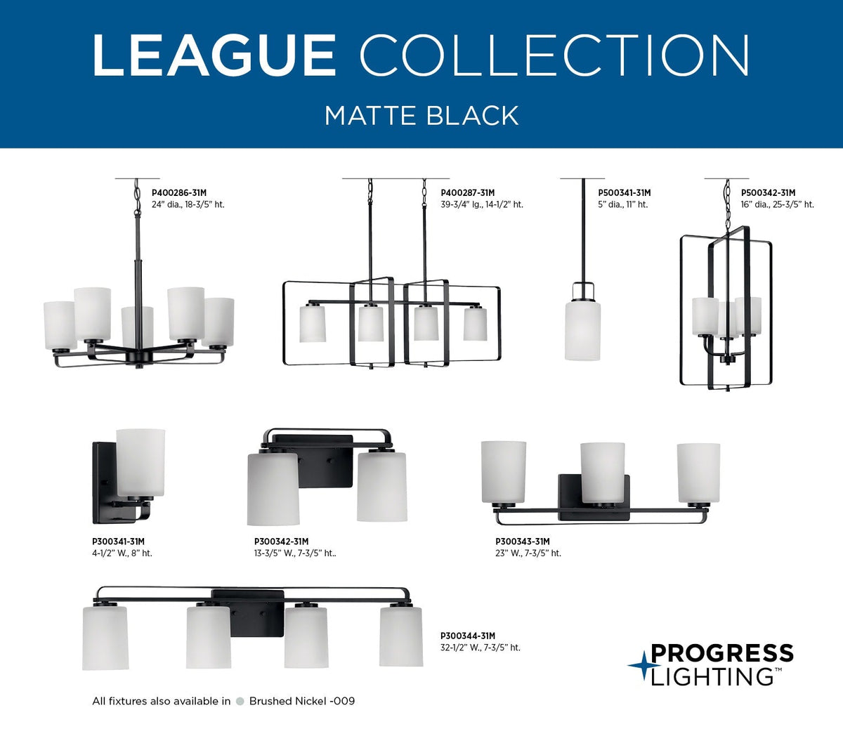 Progress Lighting League 4-Light Matte Black Farmhouse Chandelier