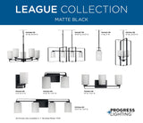 Progress Lighting League 4-Light Matte Black Farmhouse Chandelier