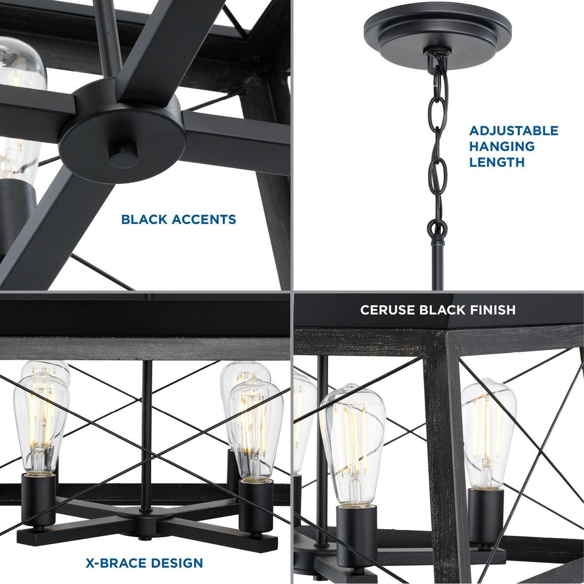 Progress Lighting Briarwood 4-Light Black Farmhouse Chandelier