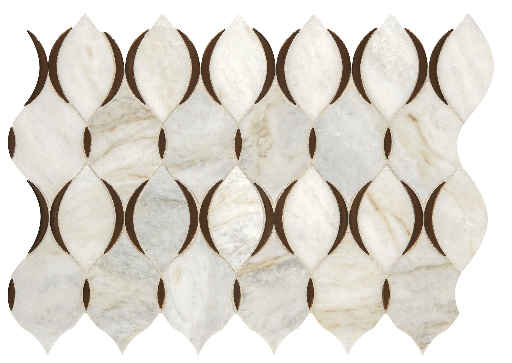 Daltile Designer Elegance Lumen White Blend 7-in x 13-in Multi-finish Natural stone Marble/limestone Arabesque Mosaic Wall Tile product image