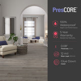 Lucida USA PresCore Toasted Gray 12-mil x 6-in W x 36-in L Waterproof Glue Down Luxury Vinyl Plank Flooring (54-sq ft/ Carton)