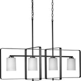 Progress Lighting League 4-Light Matte Black Farmhouse Chandelier