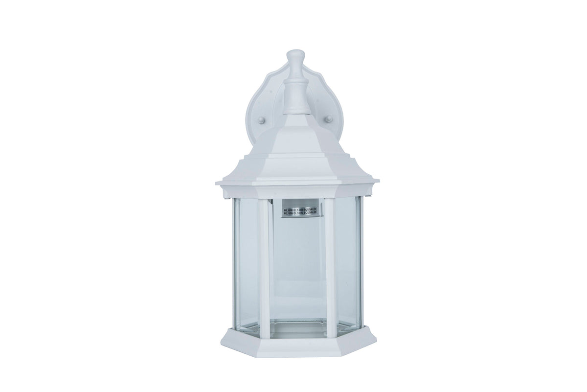 Project Source Henfield 11.81-in H Matte White Outdoor Wall Lantern, Medium Base (E-26)