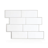 Metro Campagnola 11.56 in. W x 8.38 in. H White Peel and Stick Decorative Mosaic Wall Tile Backsplash (4-Pack) - Super Arbor