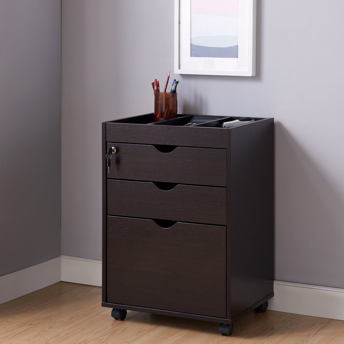 Furniture of America Dori Cappuccino 3-Drawer 20-in File Cabinet