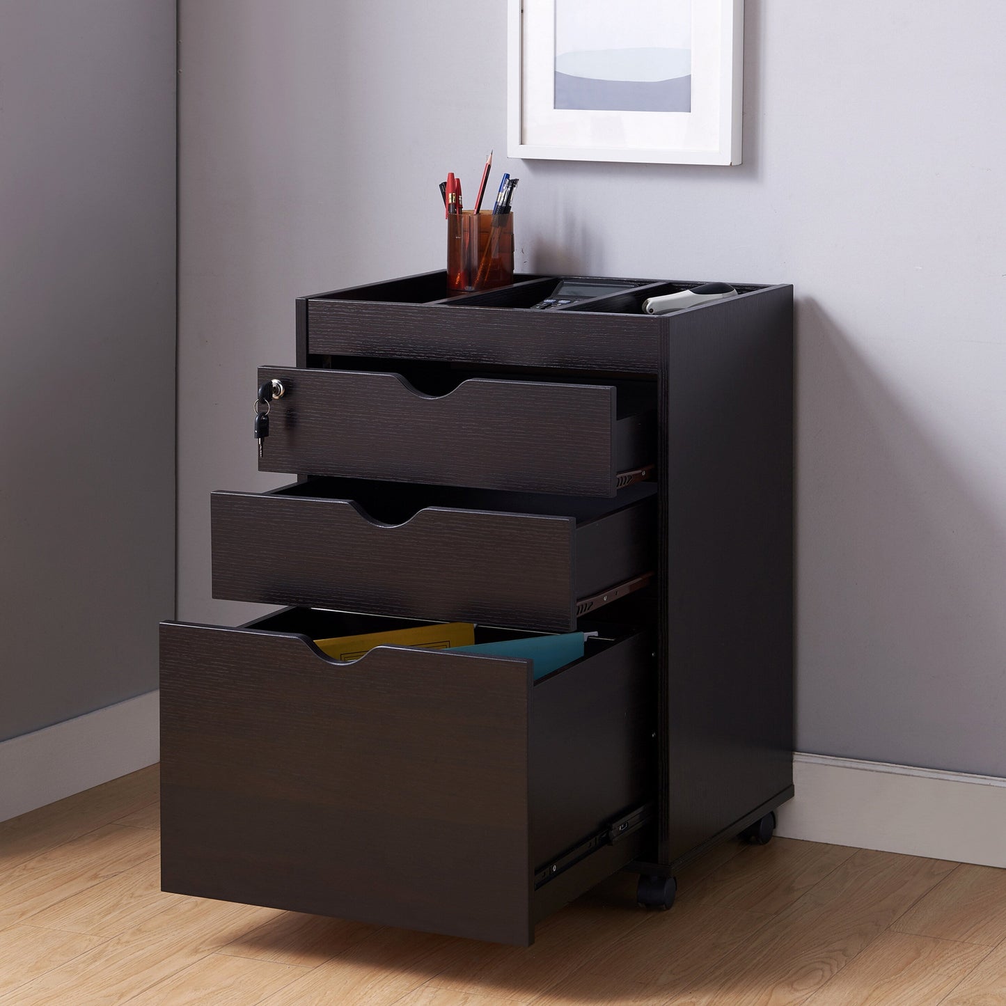 Furniture of America Dori Cappuccino 3-Drawer 20-in File Cabinet