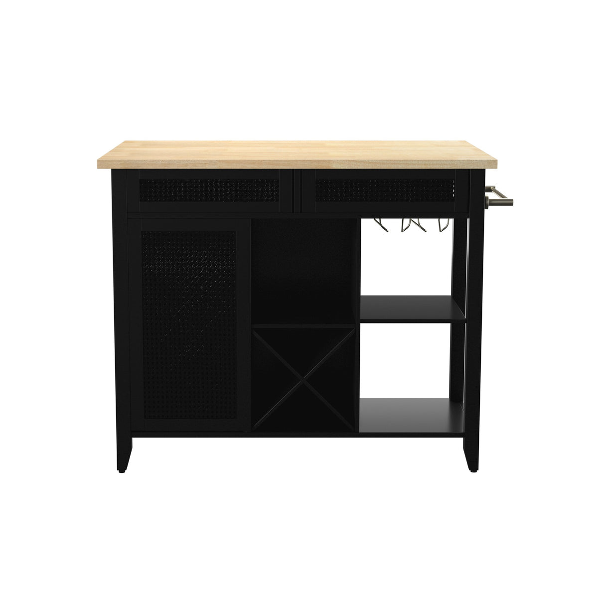 Boston Loft Furnishings Black Composite Base with Composite Wood Top Kitchen Island (28-in x 48.25-in x 36-in)