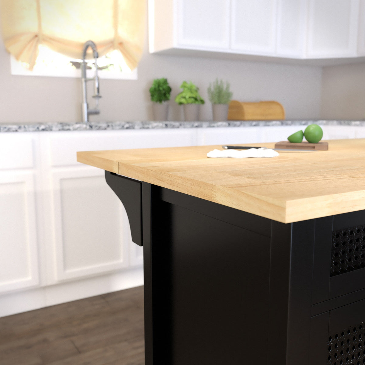 Boston Loft Furnishings Black Composite Base with Composite Wood Top Kitchen Island (28-in x 48.25-in x 36-in)