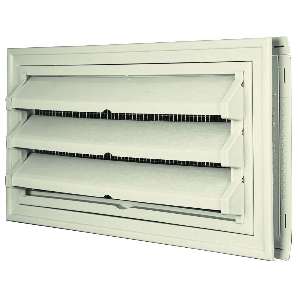 9-3/8 in. x 17-1/2 in. Foundation Vent Kit with Trim Ring and Optional Fixed Louvers (Galvanized Screen) in #082 Linen - Super Arbor