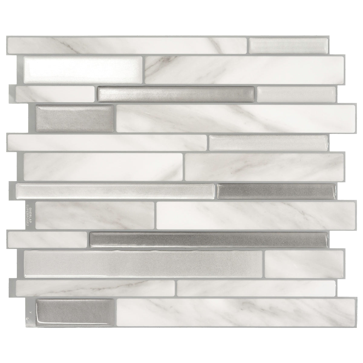 Smart Tiles Milano Carrera Gray Marble 10-in x 11-in Multi-finish Resin Brick look Peel and stick Wall Tile product image