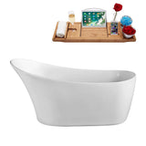 59.1 in. Acrylic Flatbottom Non-Whirlpool Bathtub in White - Super Arbor
