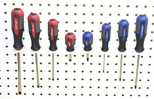 74 pc PEG BOARD KIT 25 J & L Hooks plus 20 Tool holders 4 Peg Board Bins Yellow Red