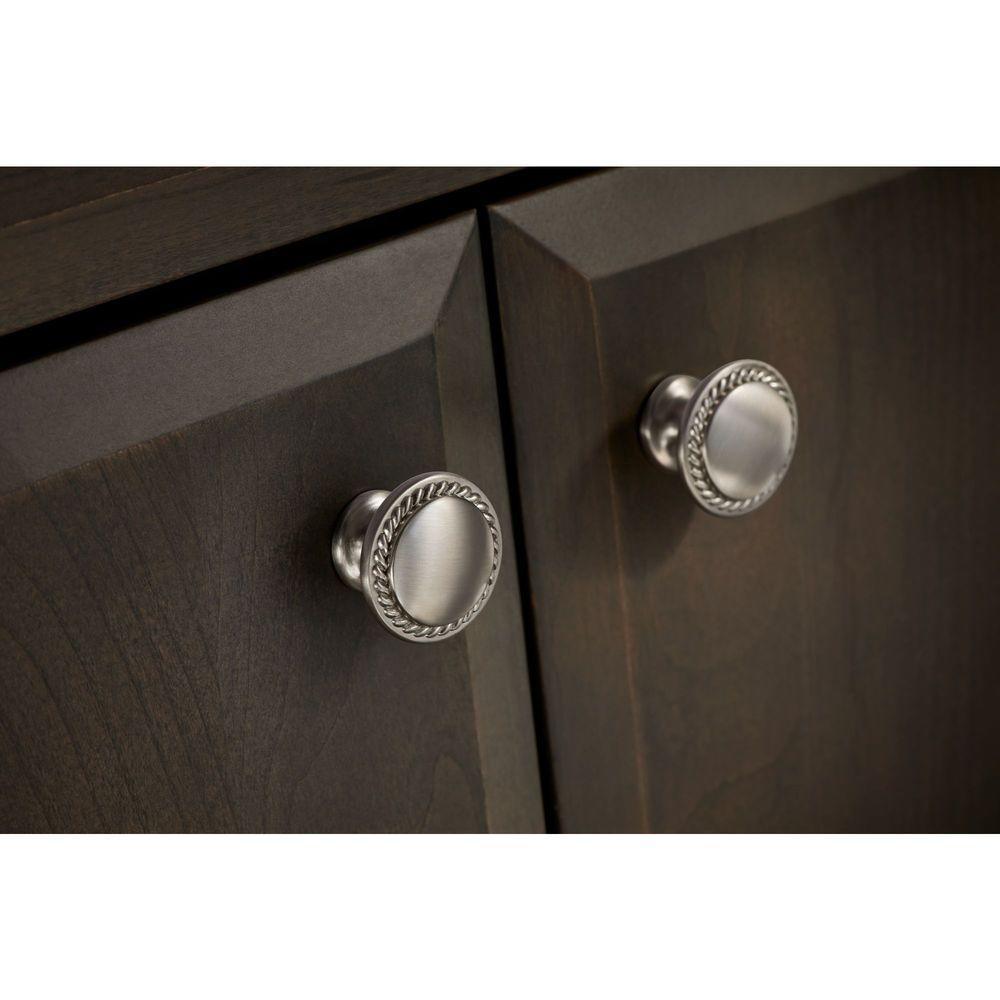 Contempo 1-1/8 in. (28mm) Satin Nickel Rope Edge Round Cabinet Knob - Super Arbor