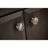 Contempo 1-1/8 in. (28mm) Satin Nickel Rope Edge Round Cabinet Knob - Super Arbor