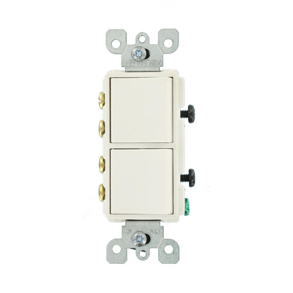 Decora 15 Amp 120-Volt 3-Way Combination Rocker Switch, White - Super Arbor
