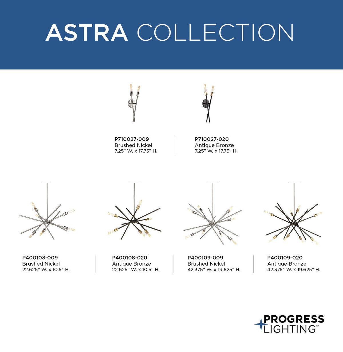 Progress Lighting Astra 6-Light Matte Black Modern/Contemporary Chandelier