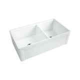 Delux Fireclay 33 in. Double Bowl Farmhouse Kitchen Sink with Workstation