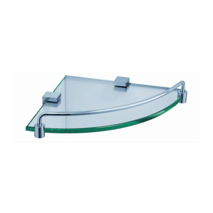 Ottimo 8.5 in. W Corner Glass Shelf in Chrome - Super Arbor