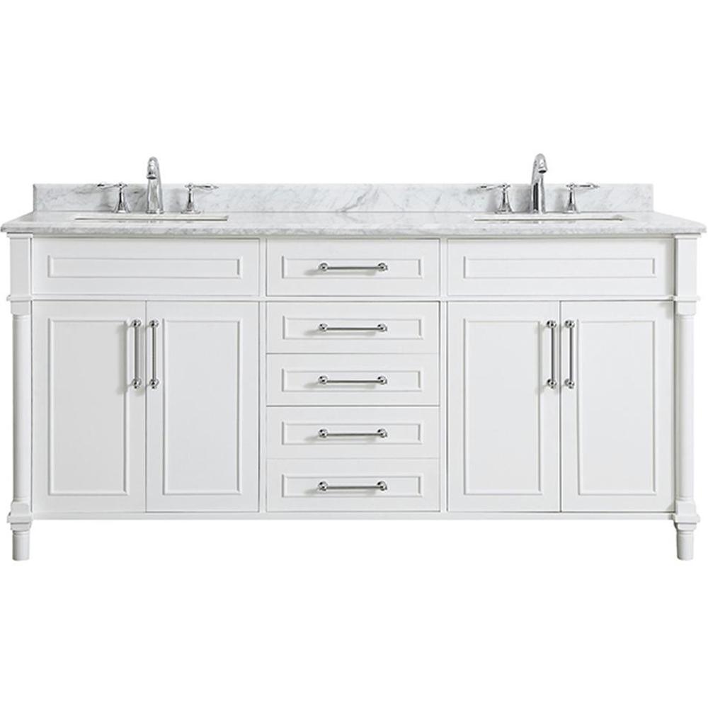 Aberdeen 60 in. W x 22 in. D Vanity in Black with Carrara Marble Top with White Sinks - Super Arbor