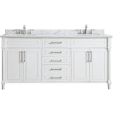 Aberdeen 60 in. W x 22 in. D Vanity in Black with Carrara Marble Top with White Sinks - Super Arbor